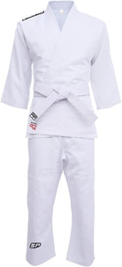 Starpro Judo Kimono Gi 250 grammes - Mélange de Coton de qualité supérieure - Blanc - Judogi pour l'entraînement et la compétition - Enfants - 100-170 cm - Ceinture Blanche Gratuite Incluse - fitnessterapy