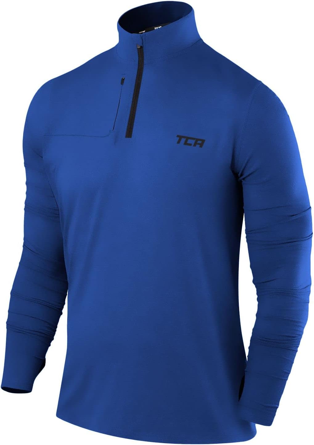 TCA Fusion Pro T-Shirt de Course Manches Longues Quickdry avec Fermeture Éclair à Mi-Poitrine pour Homme - fitnessterapy