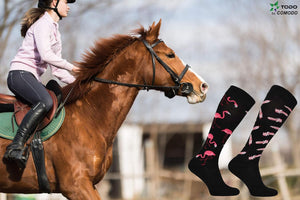 TODO Comodo Chaussettes d'équitation Fantaisie STJBW | Coton Mi-bas Chaussette Équitation Femme Motifs - fitnessterapy