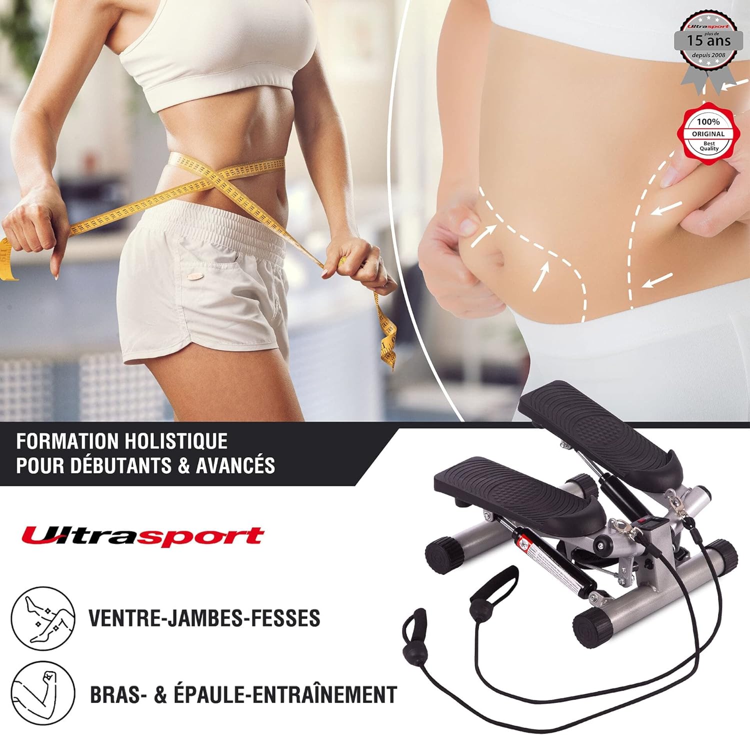 Ultrasport Stepper Swing, stepper haut en bas, stepper avec ou sans bandes d'entraînement, entraînement holistique - fitnessterapy