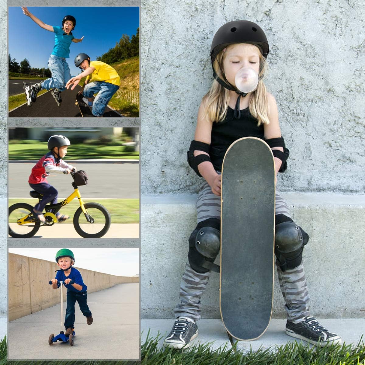 XJD Casque Vélo Enfant Sets de Protection Enfant de 3-13 Ans Genouillères Coudières Protège-Poignets Réglables Kit de Protection Filles Garçons Rollers Skate Trottinette Skateboard - fitnessterapy