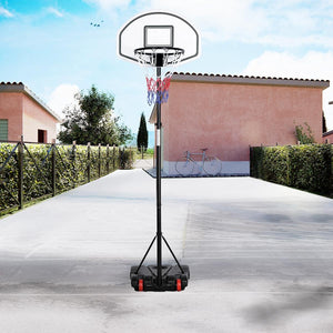 Yaheetech Panier de Basket sur Pied Hauteur Réglable 159-214 cm avec Support et roulettes Poteau en Fer Antirouille - fitnessterapy